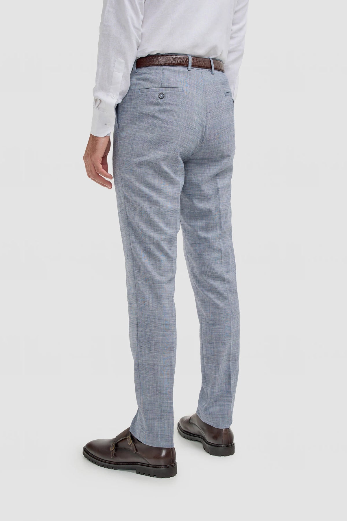 Calças masculinas vintage xadrez azul - Cavani Miles
