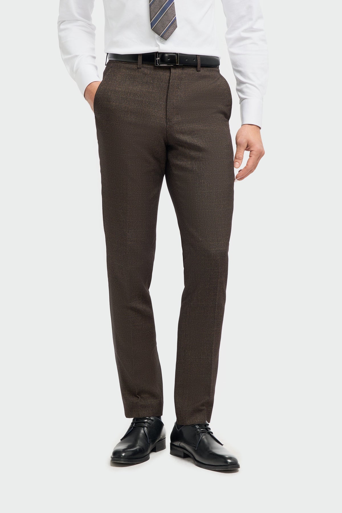 Caridi - Calças masculinas em tweed marrom