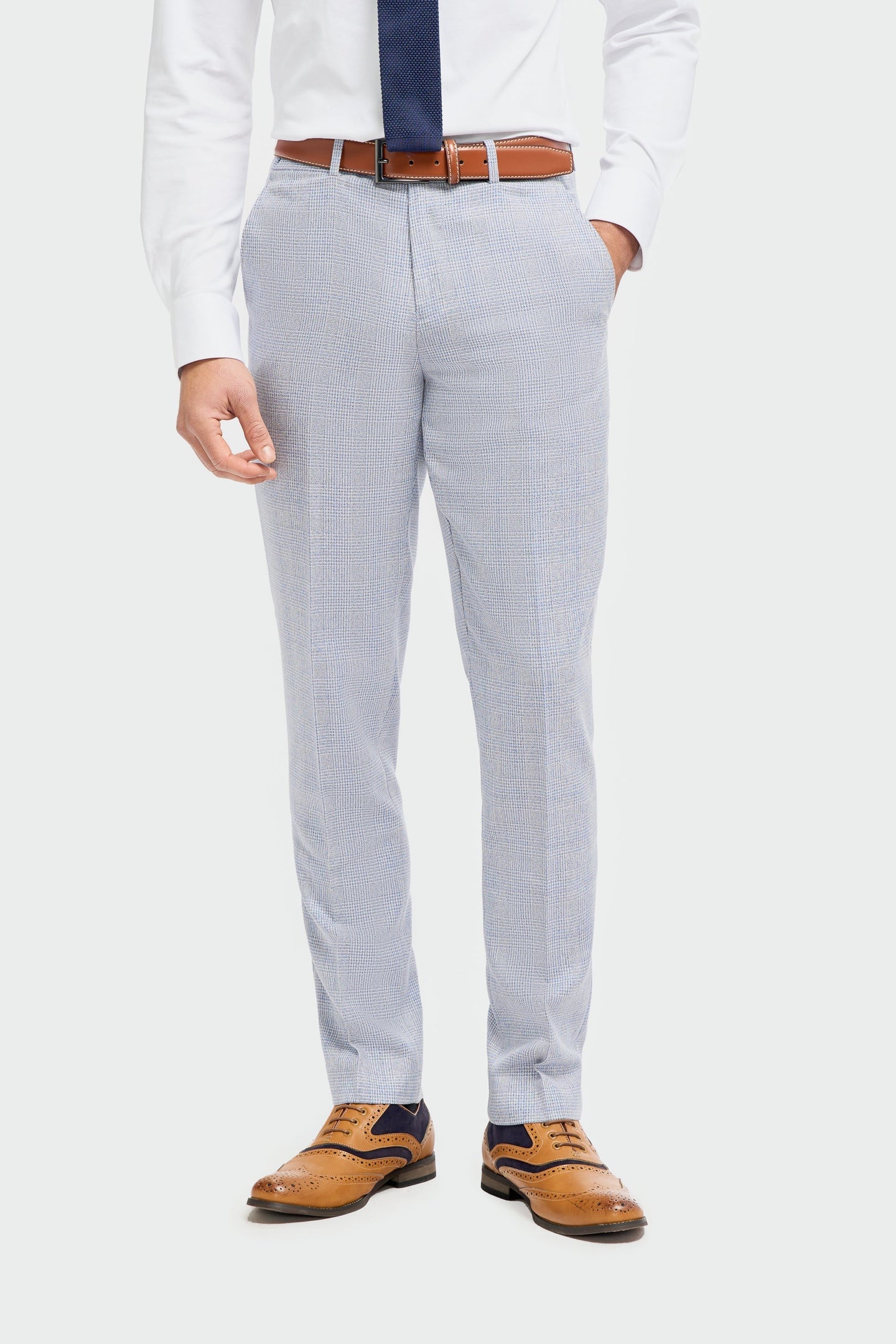 Caridi - Calças de casamento azul-claro para homem