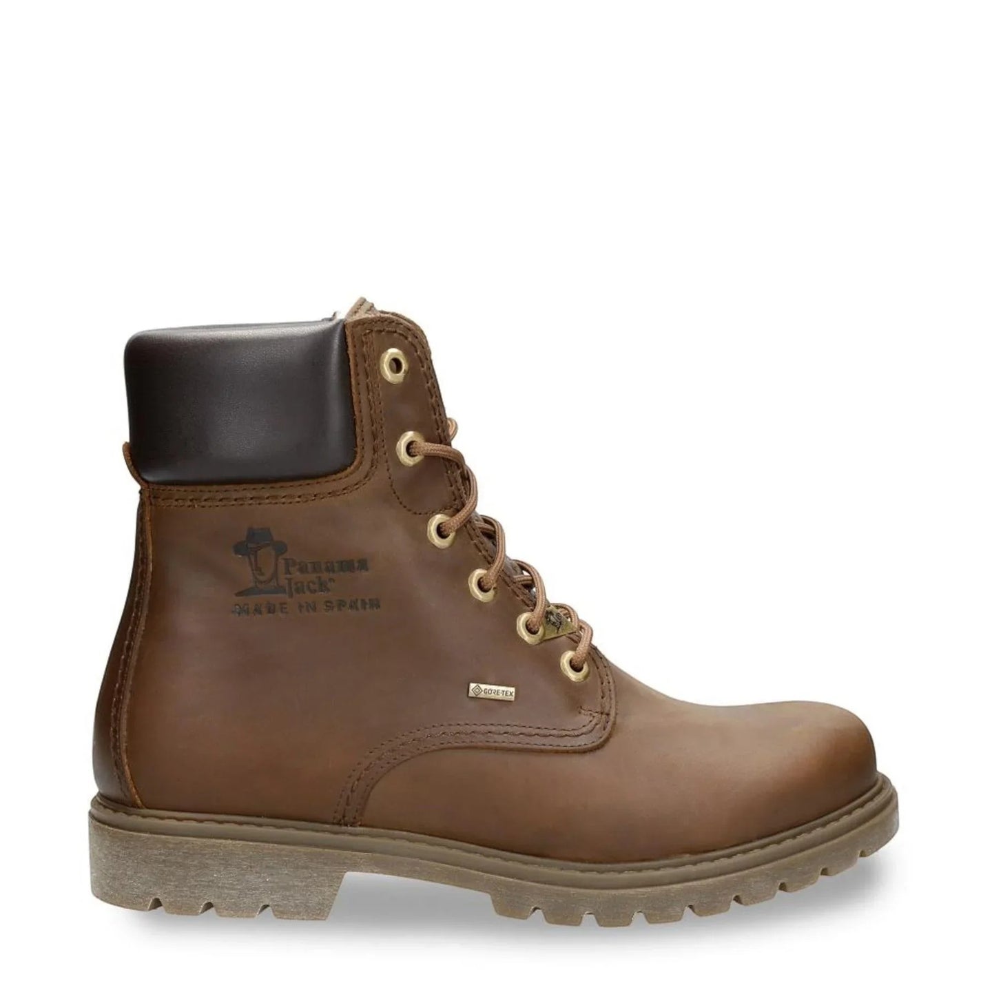 03 GTX C1 - Botas de cano curto masculinas em couro impermeável marrom-escuro