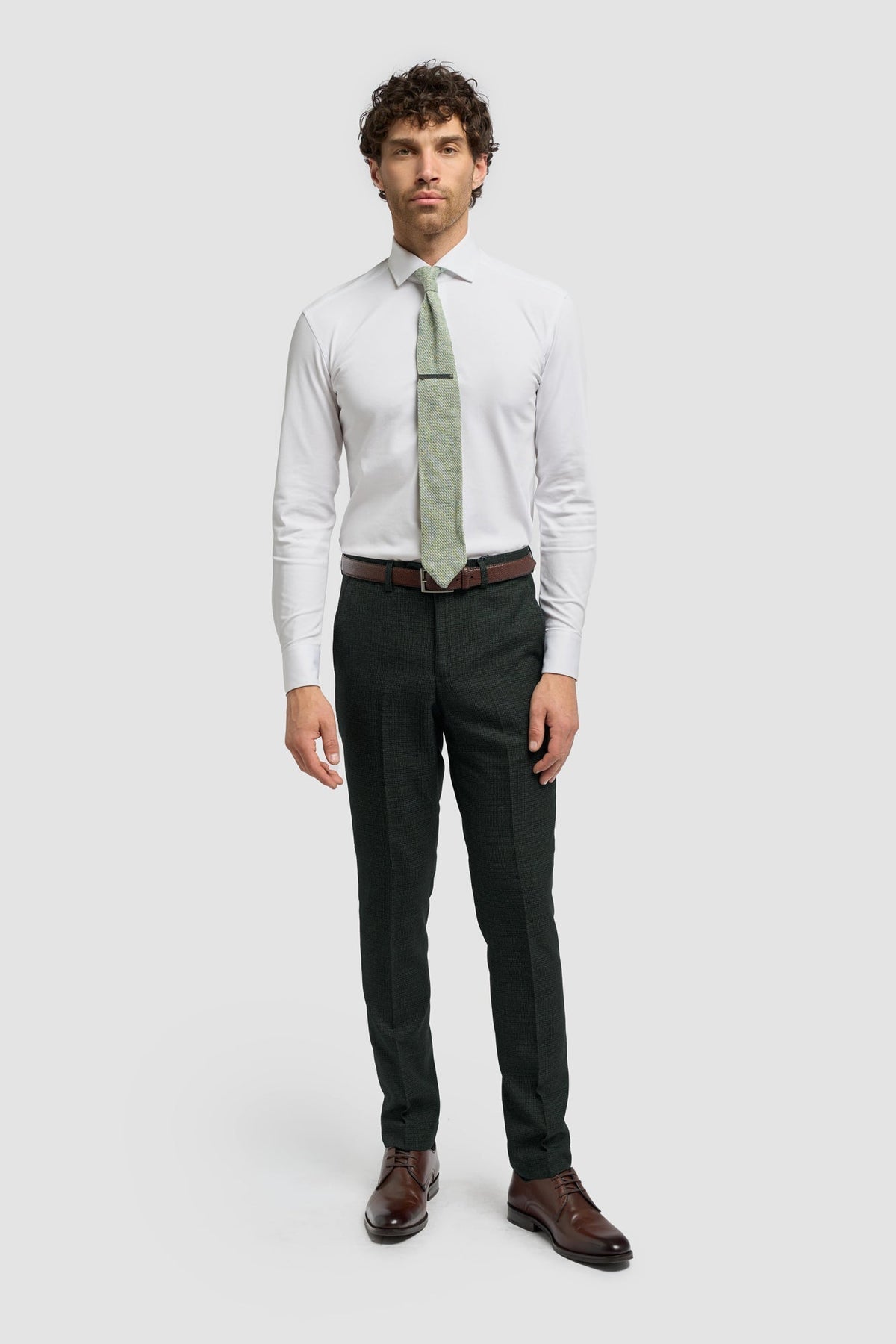 Caridi - Calças de tweed verde-oliva para homem