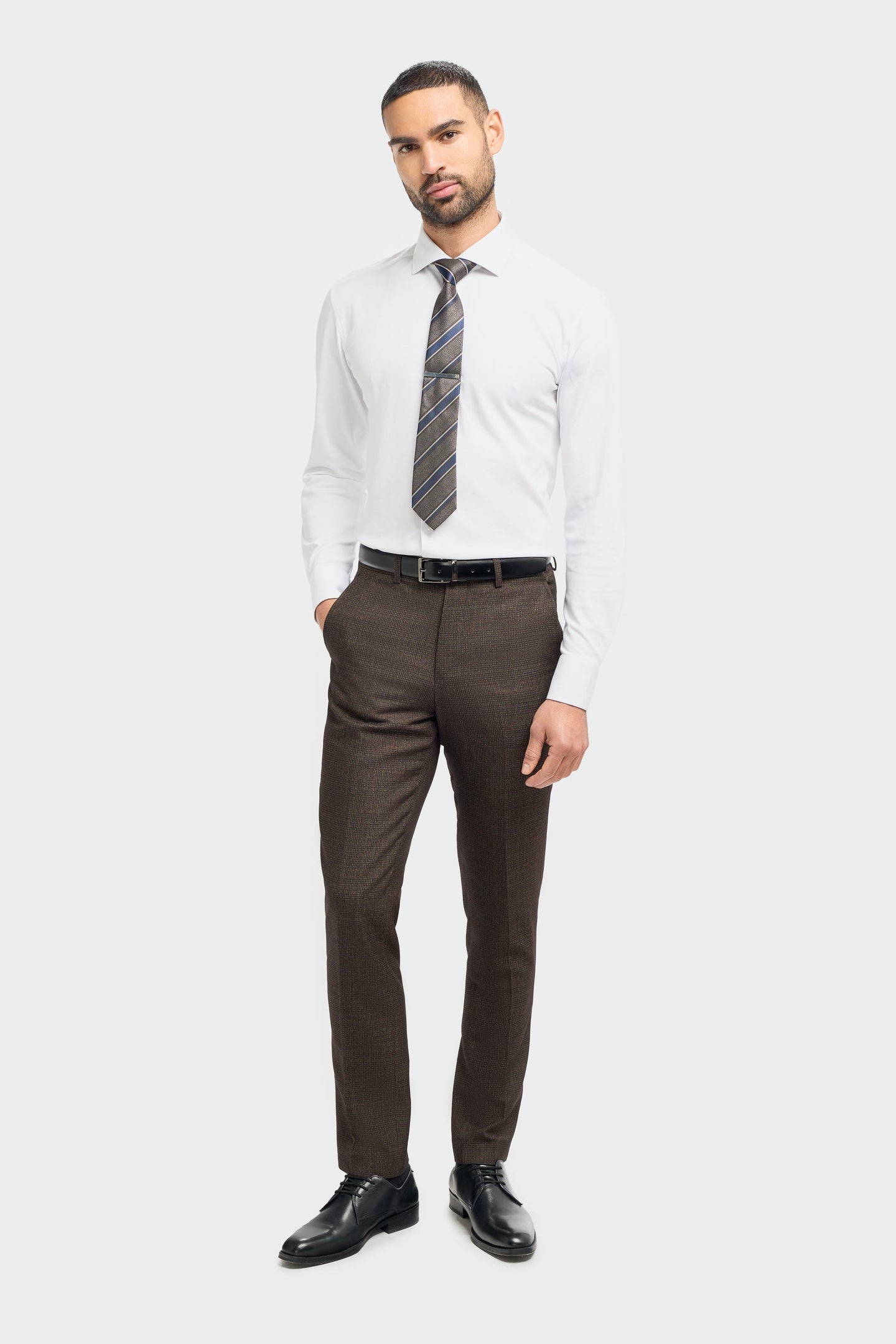 Caridi - Calças masculinas em tweed marrom