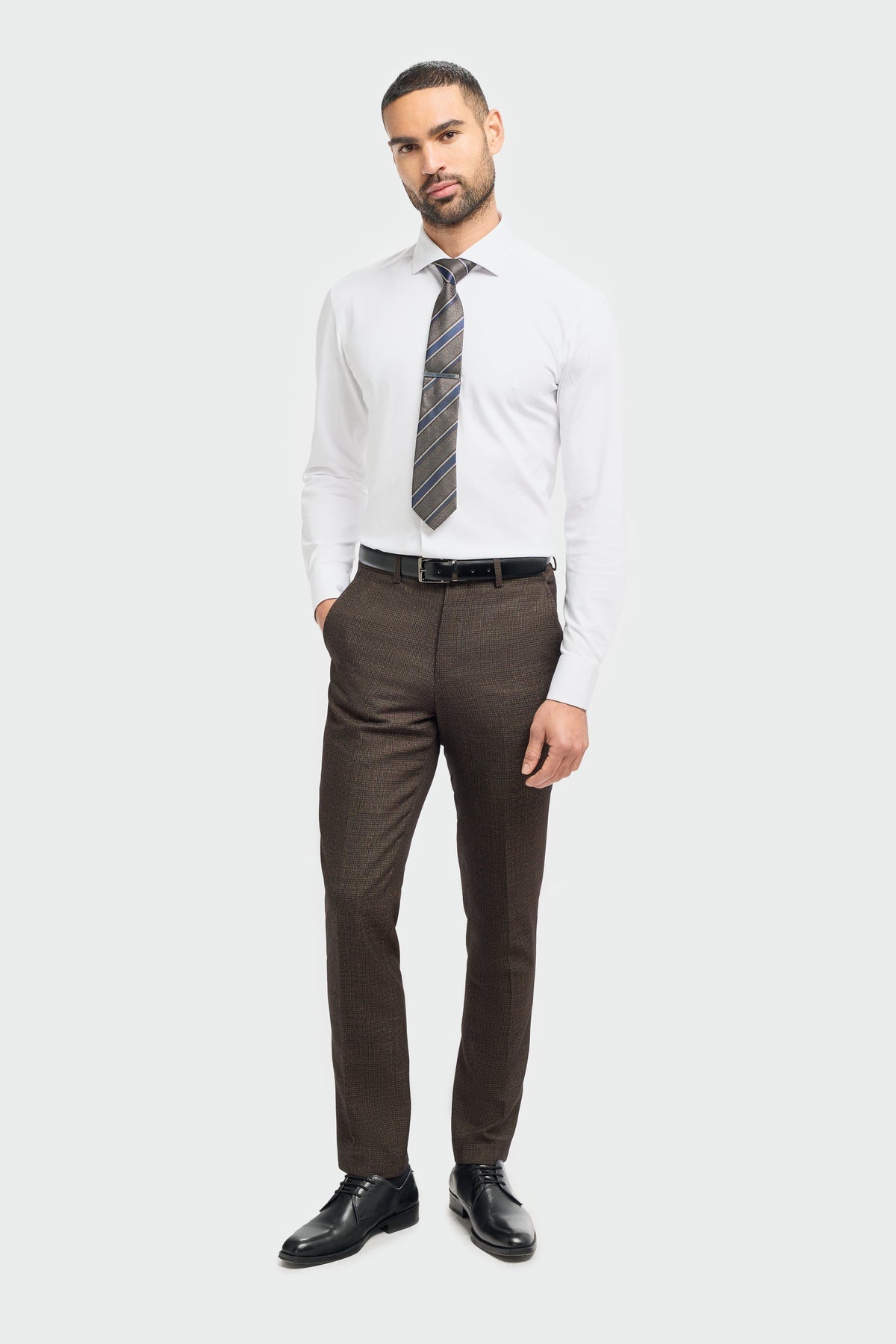 Caridi - Calças masculinas em tweed marrom