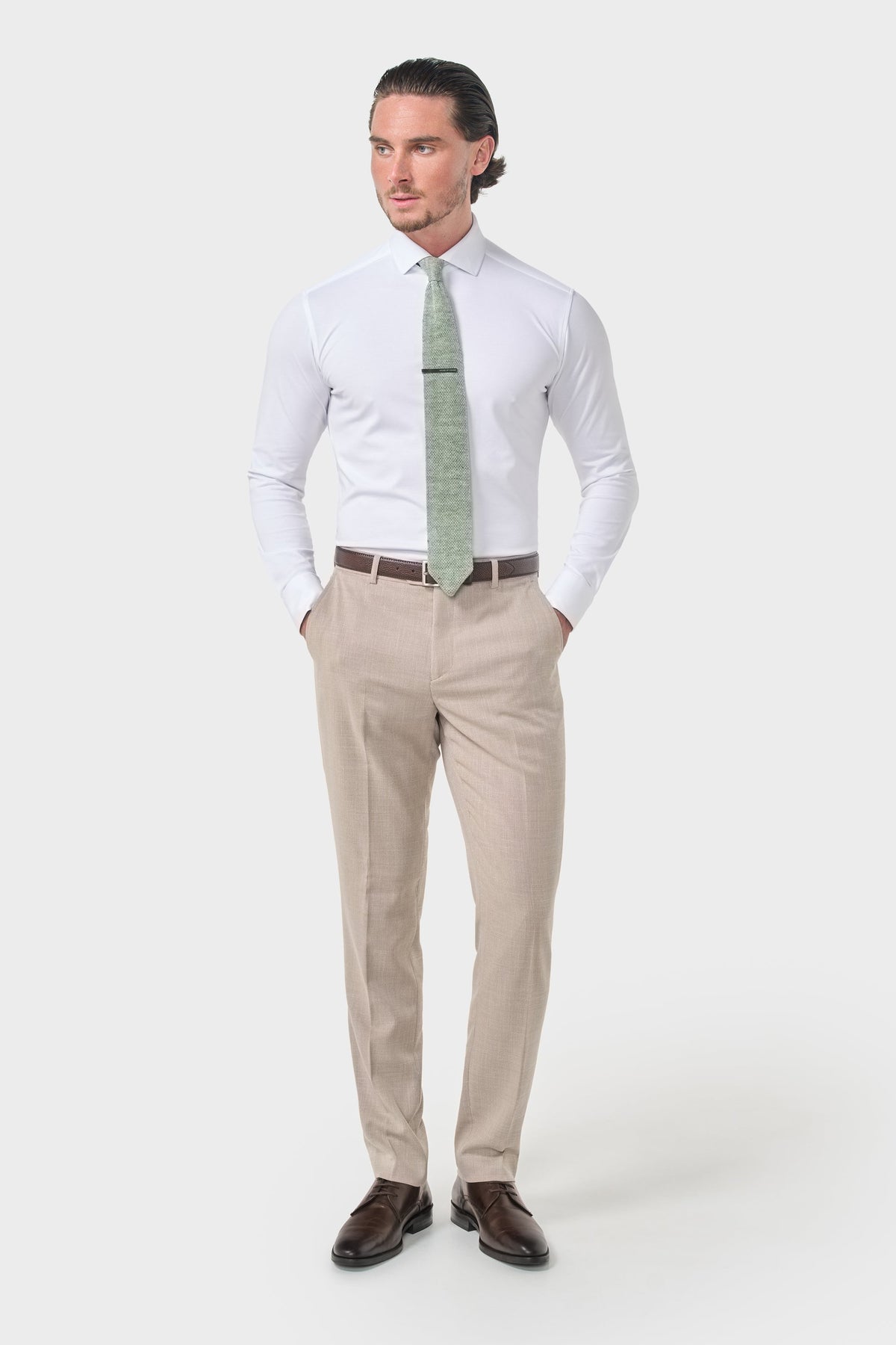 Miami - Calças de casamento bege masculinas