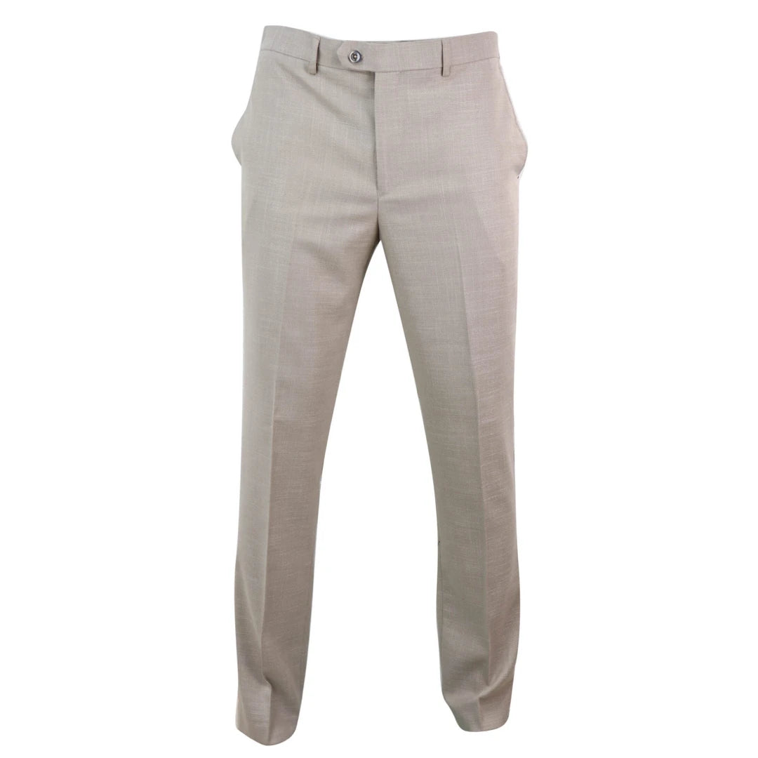 Sandon - Calças masculinas creme com padrão quadriculado