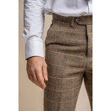Albert - Calças de tweed marrom claro para homem