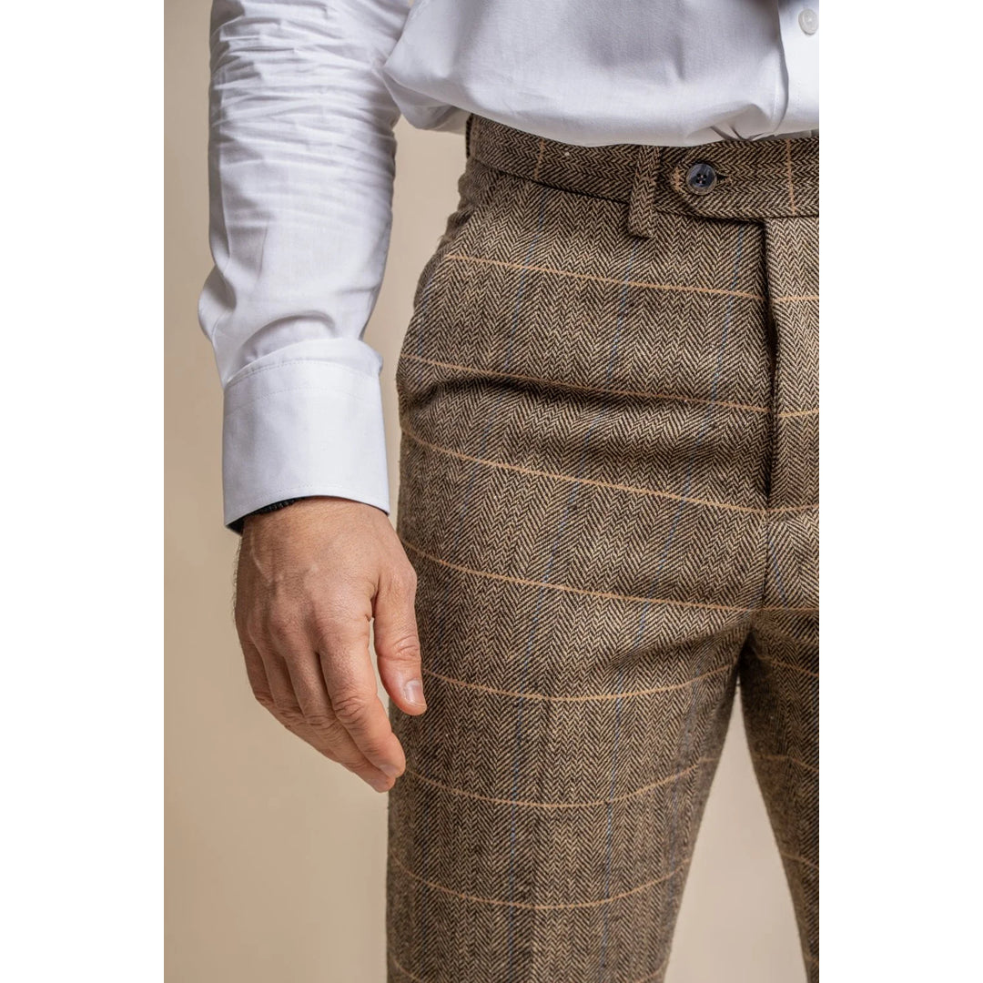 Albert - Calças de tweed marrom claro para homem
