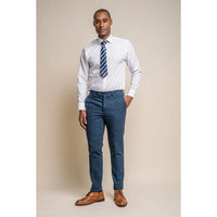Calças masculinas de tweed xadrez azul - Cavani Carnegi