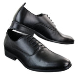 Sapatos masculinos de couro PU, estilo clássico e formal, com cadarço e acabamento elegante.