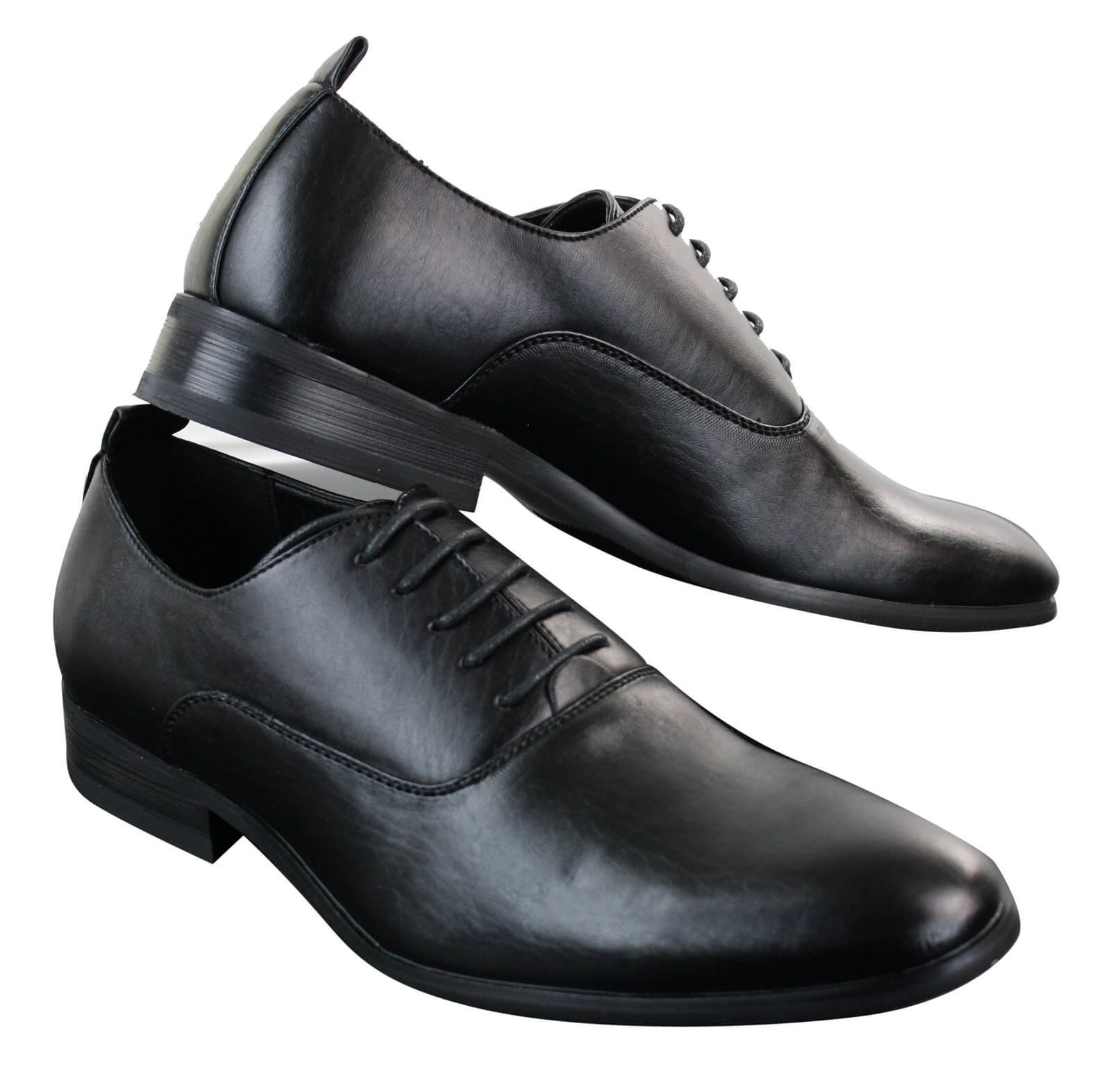 Sapatos masculinos de couro PU, estilo clássico e formal, com cadarço e acabamento elegante.