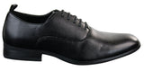 Sapatos masculinos de couro PU, estilo clássico e formal, com cadarço e acabamento elegante.