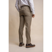 Gaston - Calças masculinas de tweed xadrez verde-oliva