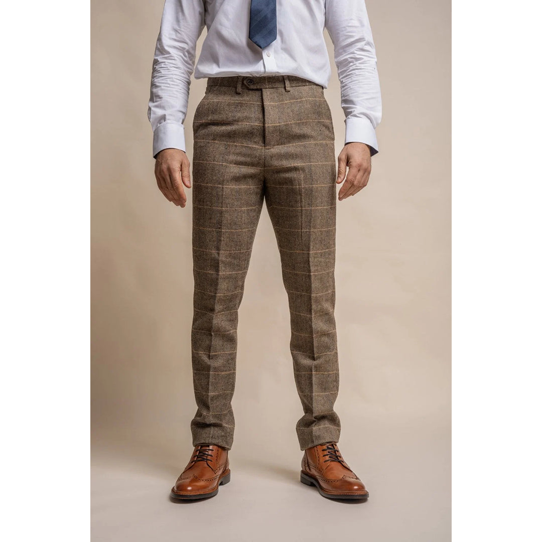 Albert - Calças de tweed marrom claro para homem