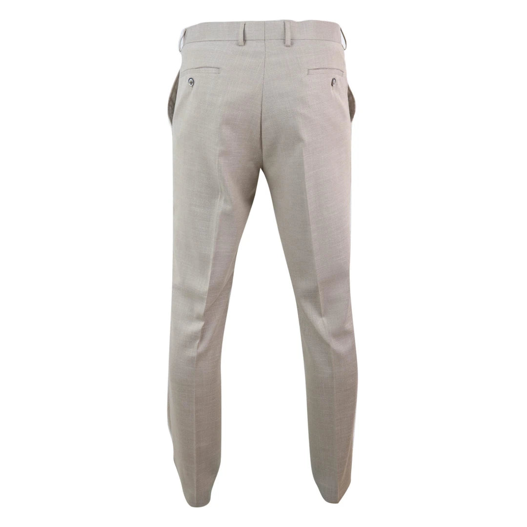 Sandon - Calças masculinas creme com padrão quadriculado