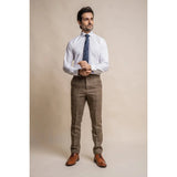 Albert - Calças de tweed marrom claro para homem