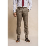 Gaston - Calças masculinas de tweed xadrez verde-oliva