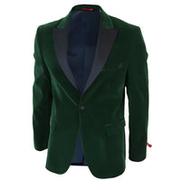 Smoking masculino verde de veludo com lapelas de cetim para jantar, casamento, formatura e traje de gala.