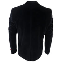 Blazer de smoking masculino preto de veludo com lapelas de cetim para jantar, casamento e formatura.