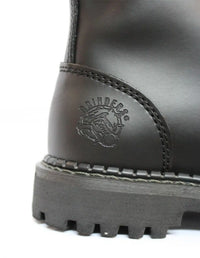 Botas militares unissex de couro legítimo, pretas, Ginders King, estilo punk rock, com biqueira de aço.