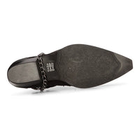 Botas masculinas estilo cowboy, pretas, vintage, bico fino, cano curto, para montaria, em couro legítimo.