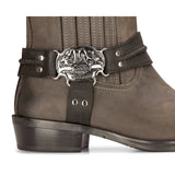 Bota masculina estilo cowboy ocidental, preta, vintage, bico quadrado, para caça, trilhas, montaria e motociclismo.