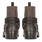 Bota masculina estilo cowboy ocidental, preta, vintage, bico quadrado, para caça, trilhas, montaria e motociclismo.