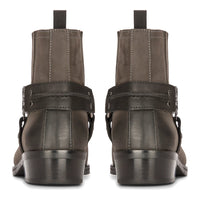 Bota masculina estilo cowboy ocidental, preta, vintage, bico quadrado, para caça, trilhas, montaria e motociclismo.