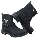 Botas de motociclismo estilo cowboy masculinas em couro nobuck PU.