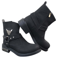 Botas de motociclismo estilo cowboy masculinas em couro nobuck PU.