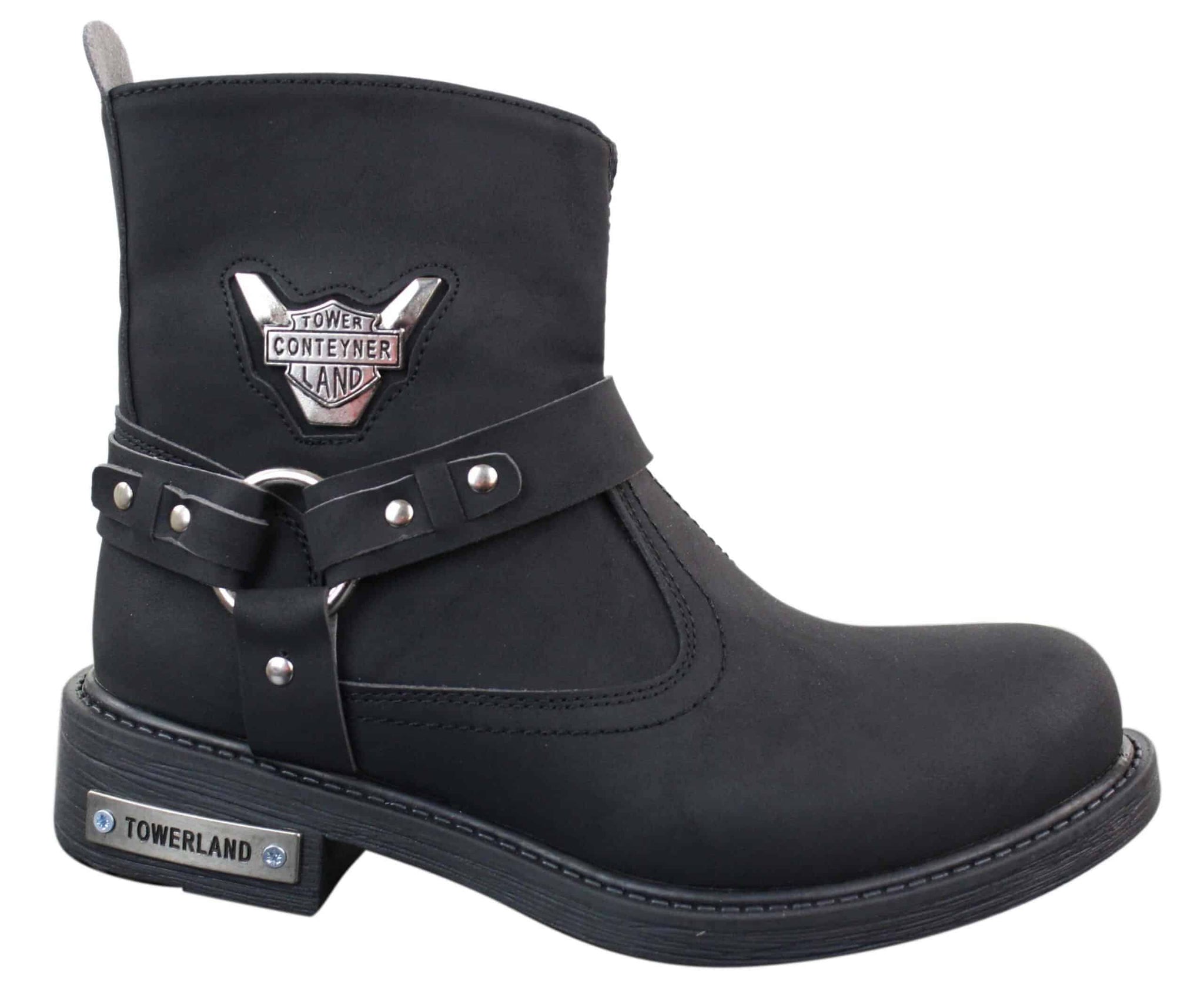 Botas de motociclismo estilo cowboy masculinas em couro nobuck PU.