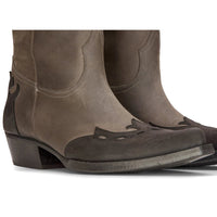 Botas masculinas de cano alto estilo western, em couro legítimo preto, para montaria, dança, caça, estilo cowboy vintage. Bico fino.