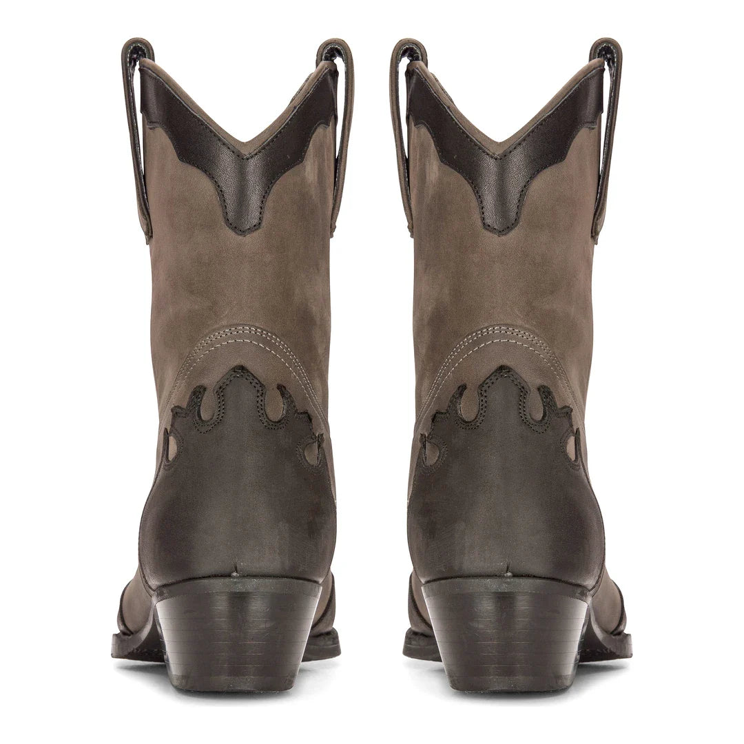 Botas masculinas de cano alto estilo western, em couro legítimo preto, para montaria, dança, caça, estilo cowboy vintage. Bico fino.