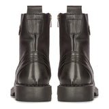 Botas masculinas de couro preto para motociclista, estilo western rock punk, com cadarço, cano curto, estilo militar.