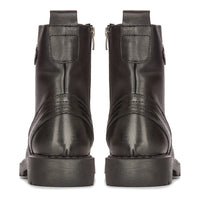 Botas masculinas de couro preto para motociclista, estilo western rock punk, com cadarço, cano curto, estilo militar.