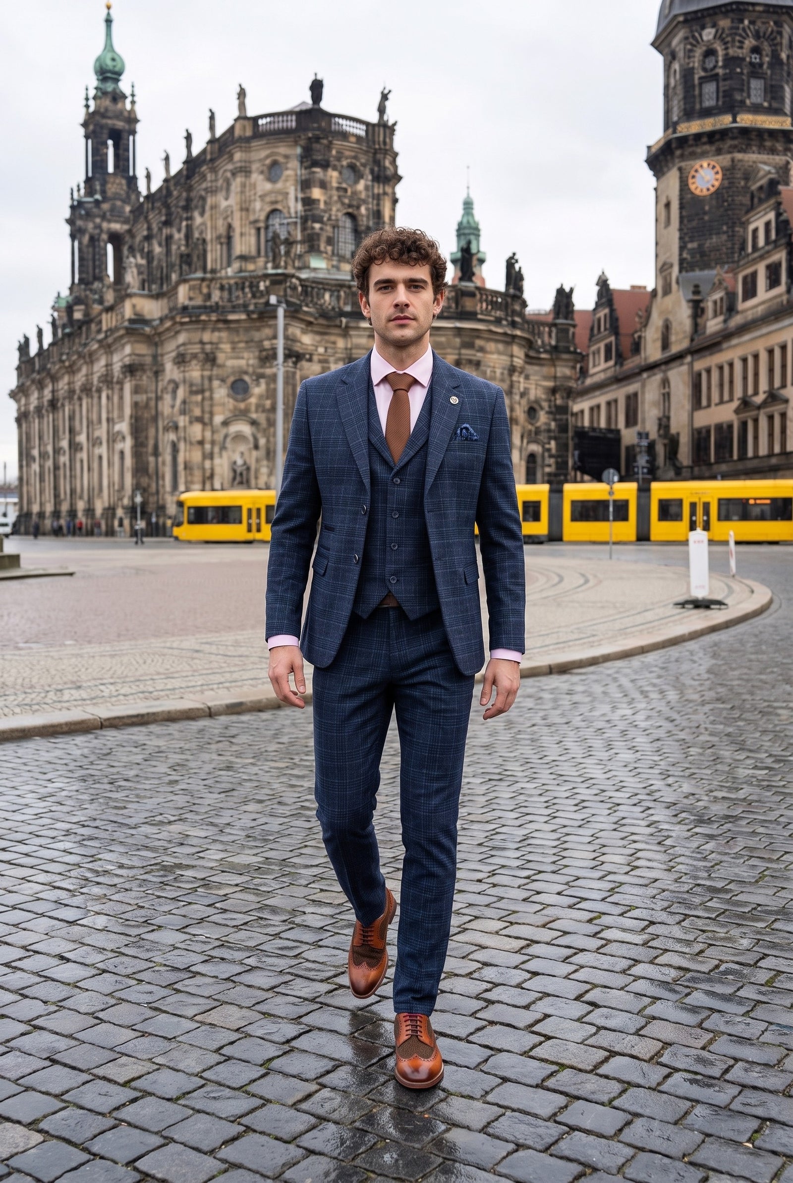 Look #981 styled with Terno masculino azul xadrez tartan de 3 peças