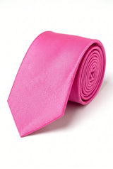 Gravata masculina rosa lisa e fina