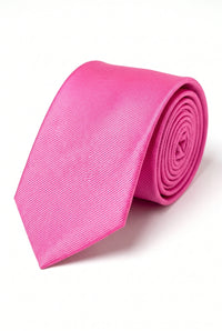 Gravata masculina rosa lisa e fina