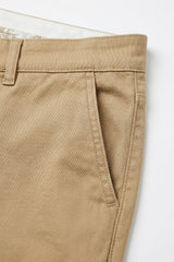 Calças chino masculinas em mistura de linho cáqui e algodão Tencel, tecido fino para o verão.