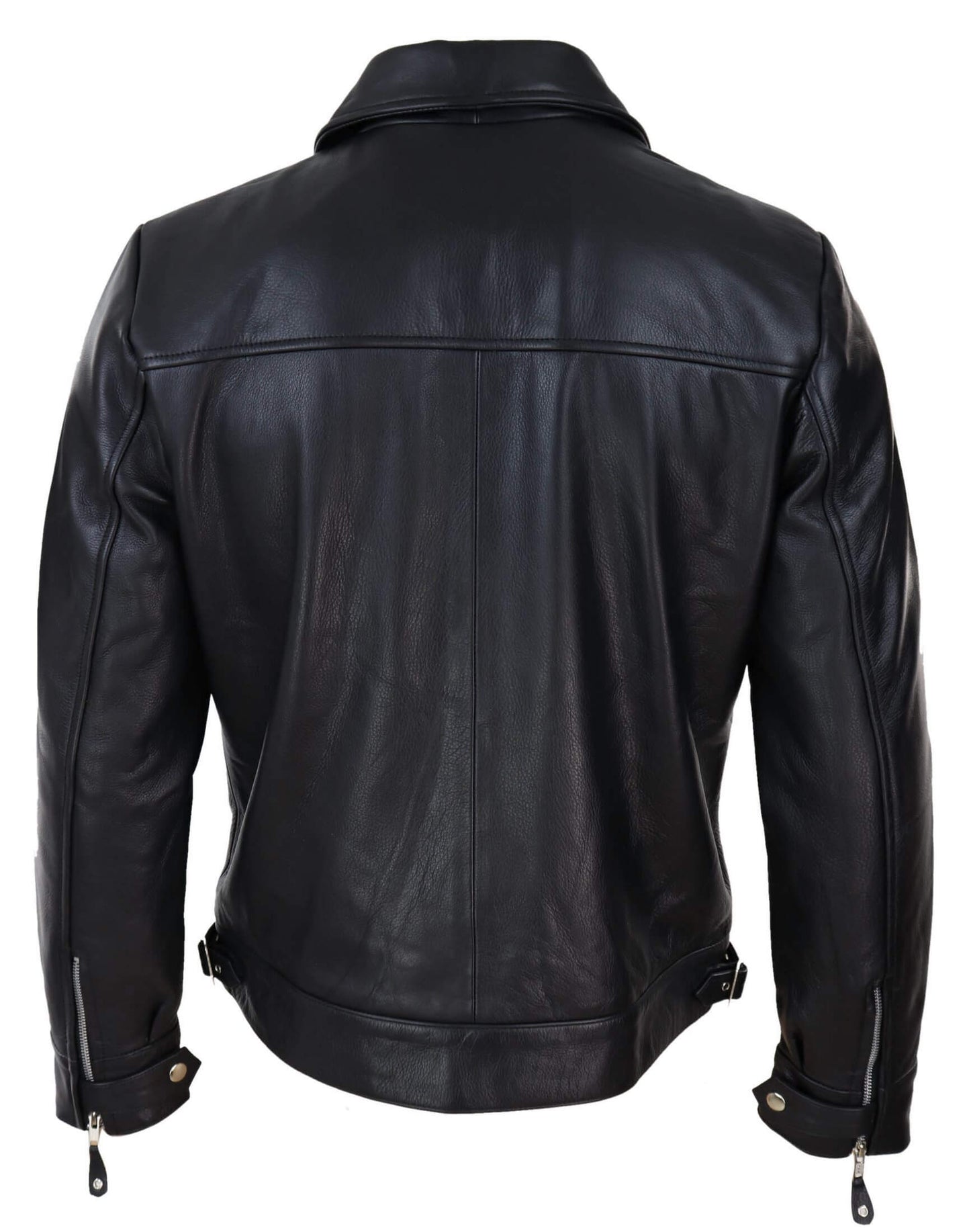 Jaqueta masculina clássica de couro preto e marrom