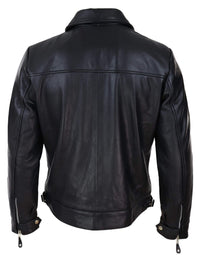 Jaqueta masculina clássica de couro preto e marrom