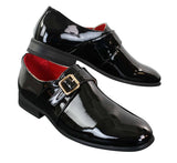 Fiorello 2322 - Sapato Masculino Envernizado com Fivela, Brilhante, Estilo Slip On, Casual e Formal, Design Italiano