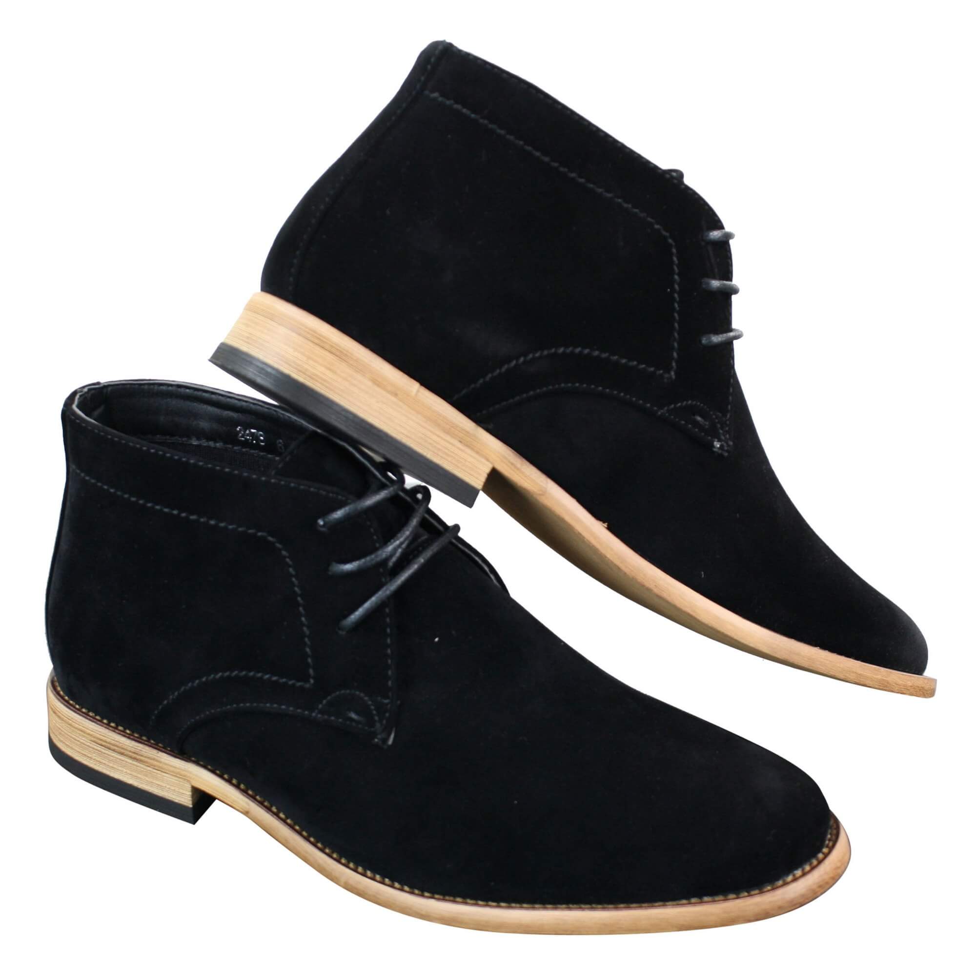 Botas de cano curto masculinas em camurça sintética