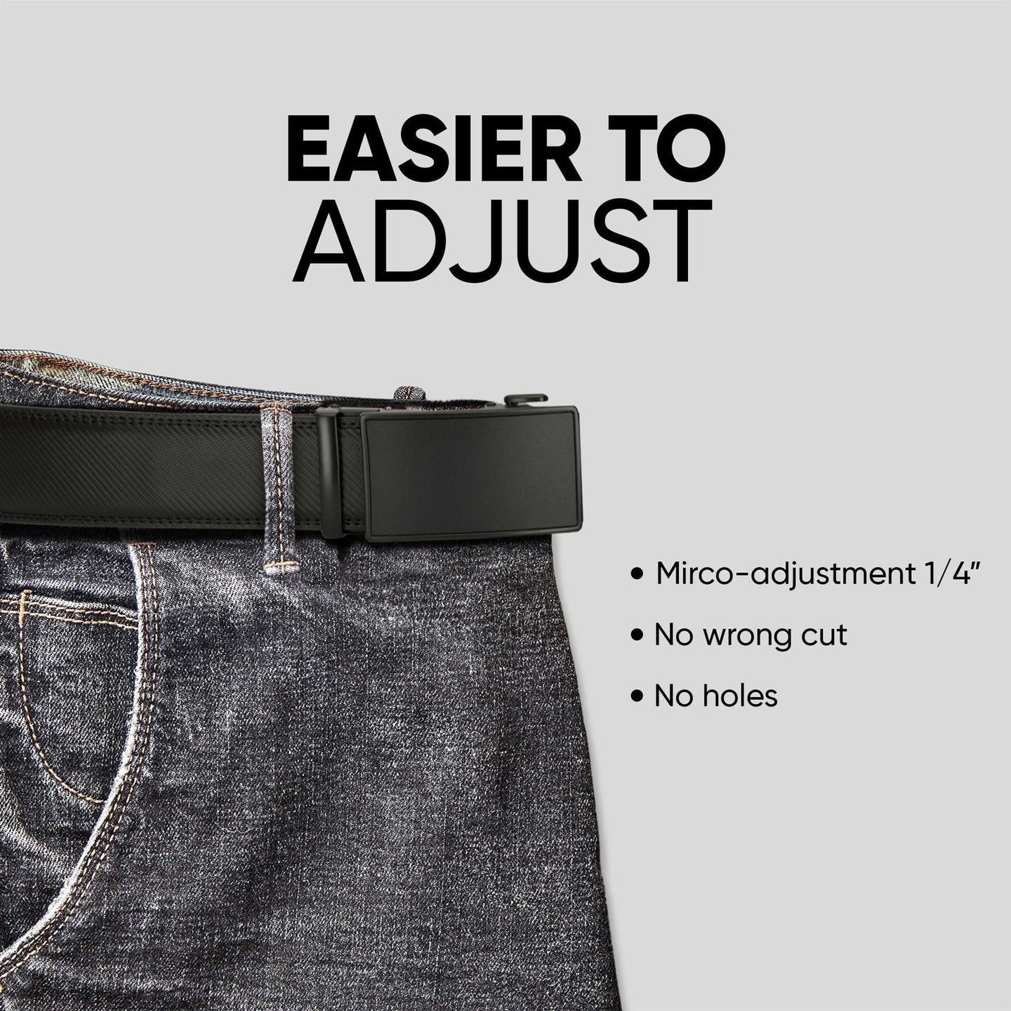 Cinto masculino de couro preto com catraca para calças jeans e sociais, 35 mm, ajustável a qualquer tamanho.