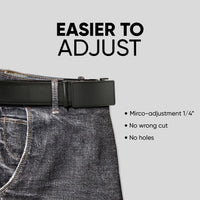 Cinto masculino de couro preto com catraca para calças jeans e sociais, 35 mm, ajustável a qualquer tamanho.