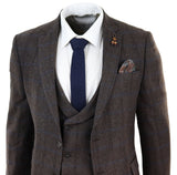 Terno de tweed xadrez marrom de 3 peças