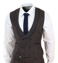 Terno de tweed xadrez marrom de 3 peças