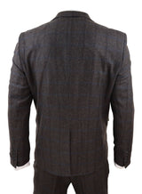 Terno de tweed xadrez marrom de 3 peças