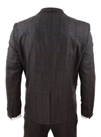 Terno de tweed xadrez marrom de 3 peças