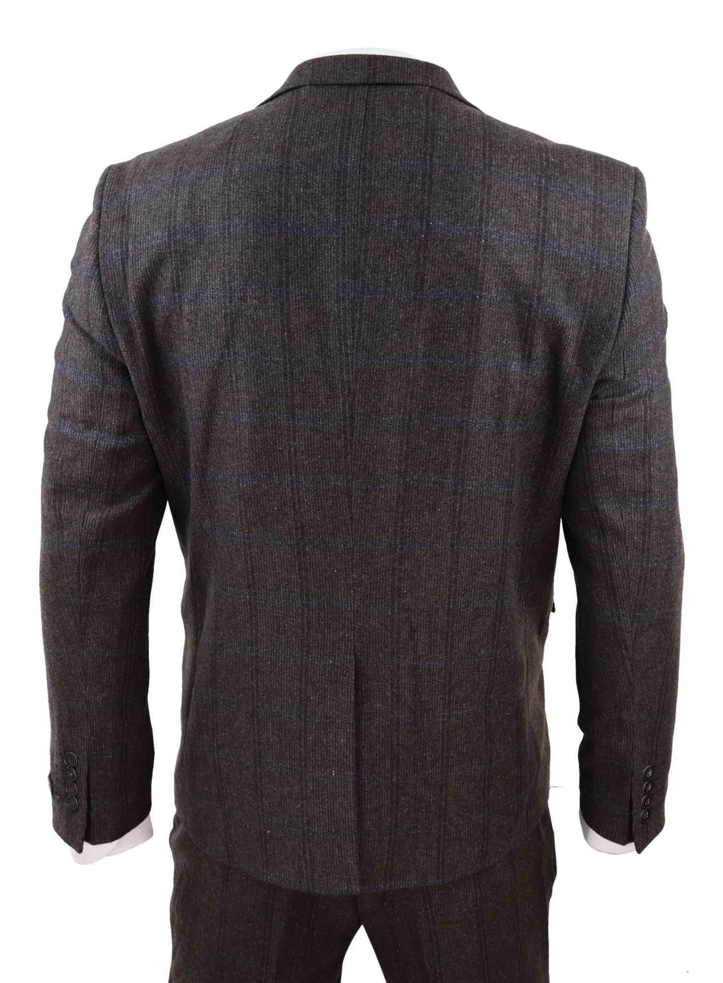 Terno de tweed xadrez marrom de 3 peças