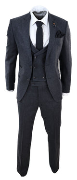Terno de tweed cinza escuro de 3 peças